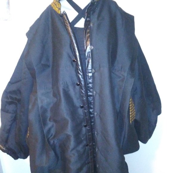 Reversible African Print and Black Coat. ONE SIZE - Picture 4 of 8